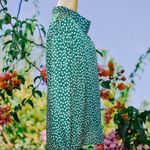 Green button up blouse with cute tiny flower design! Size L Photo 8