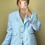 ZARA TWEED WEAVE TEXTURED BLAZER WITH BUTTON DETAILS BABY BLUE SIZE XS NEW Photo 8