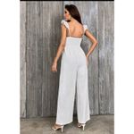 Women’s Smocked Ruffle Trim Jumpsuit White SZ Small Photo 3