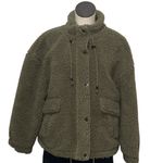 NWT INDUSTRY Dark Olive Green Sherpa Bomber Jacket Large Photo 1