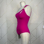 Trina Turk  Getaway Solid One Piece One Shoulder Swimsuit Berry Pink Size‎ US 2 Photo 4