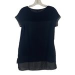 French Connection  Polly Raw Edge Semi Sheer Layered Top Size S Black‎ High Low Photo 5