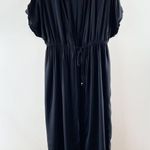 Lascana Short Sleeve Tie Front Maxi Duster Cover Up Black 10 Photo 1