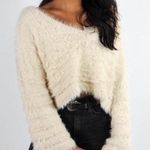 Dee Elly Fuzzy Bell Sleeve Crop Sweater  Photo 0