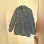 Abercrombie & Fitch Abercrombie blue poly filled winter coat with faux fur hood lining size M Photo 10