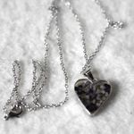 Mexico ATI Silver Elegant Blown Glass Encased Dry Floral Bouquet Heart Necklace Photo 3