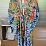 Bleu Rod Beattie ππ Chiffon Cover-Up Caftan ~ Tropical Flight Print Small S NWT Photo 4