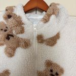 Aelfric Eden  Women’s Bear Print Puffer Jacket - Cream and Brown Photo 3