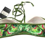 Pretty Little Thing Bikini Top Halter Removable Cups Geometric Green 14 Photo 1