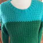 Sweater Crochet Acrylic Green Blue Crewneck Womens Medium Mossimo Photo 5