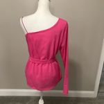 Amazon Pink chiffon off one shoulder long sleeve Blouse Photo 3