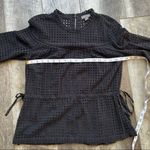 J.Crew Point Sur Black Eyelet Lace Top Long Sleeve Cinch Tie Waist 2 Photo 5