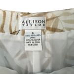 Allison Taylor  100% Linen High Rise Tan White Tropical Leaf Palm Capri Pants 6 Photo 2