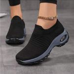 New. Black Women’s Breathable Air Cushion Sneakers – Soft Walking Shoes Size 9.5 Photo 0