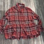 American Eagle  oversized plaid peplum babydoll flannel medium Photo 0