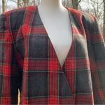Vintage Tan Jay Red Plaid Tartan Blazer Womens 10 Double Breasted Gold Button Gray Photo 1