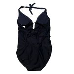 Kona Sol NWT,  Crochet Trim Plunge One Piece Swimsuit (Navy/White), Sz XL Photo 3