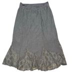 Apt. 9  Grey Sheer Gauze Lace Trim Pull On Skirt Size Large Photo 3