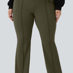 Halara  SculptKnit Green High Waisted Side Flap Pocket Flare Cargo Pants 4X Photo 0
