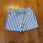 J.Crew white blue striped linen blend paperbag shorts M Size M Photo 3