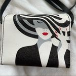 FRENCH Style Classical Vintage Hat and Striped Coat Design Print Crossbody Bag Black Photo 1