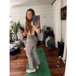 ROSETTA GETTY Poppy Plaid Pull On Flared Hemline Cropped Plaid Pants size Small Gray Photo 11