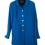 Nina McLemore Blue Button Front Jacket 100% Wool Women Sz 0 Photo 0