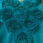 Celebrity Pink turquoise green halter top/dress. Handmade flowers . Size Large. Photo 2