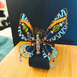 Handmade Copper Wire Wrapped Butterfly Pin Multi Color Beaded Statement Brooch Blue Photo 5