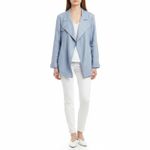 Reiss Arta Light Blue Chambray 100% Linen Draped Belted Jacket Womens 4 Photo 3