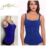 Gottex New. blue ruched tankini top. Size 8. Retails $95 Photo 1