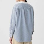 Gap X DOEN Eyelet Lace Collar Button Down Big Shirt Blue Stripe 100% Cotton L Size L Photo 2