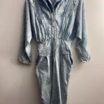 Mass Vintage 80's Denim Dress Acid Wash Stud Snap long sleeve L Blue Size L Photo 0