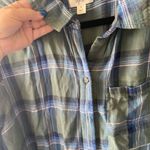 Style & Co Ac/dc high voltage graphic tee on back of . Blue and Green Plaid Shirt Photo 5