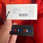 Milly Flame Red Ruffle Front Belted Knee-Length Coat Size 4 NWT Photo 11