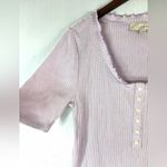 Loft XL Gingham Check Waffle Short Sleeved Lilac Purple Checkered Top Photo 4