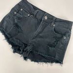 American Eagle Black Distressed Cut Off Hi Rise Festival Stretch Shorts Size 4 Photo 1