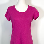 Columbia Rocky Ridge III Magenta Ruched Slub Top Short Sleeve Photo 0