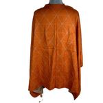 Boho‎ Shawl Poncho 48" Rust Orange Tan Yellow Lagenlook Viscose Fall Autumn NEW! Size L Photo 1