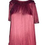 Naked Zebra Burgundy Pleated Blouse - Size Large Photo 0