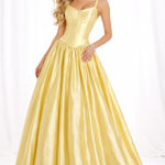 VTG 90s Jessica McClintock Gunne Sax Prom Ball Gown Yellow Satin Corset Size 8 Photo 0