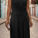 Paule Ka Size XL Black Silk Blend Sleeveless Dress Hidden Zip Photo 0