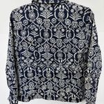 Liz Claiborne  10 Jacket Navy White Floral Silver Button Artsy Boho Statement Photo 1