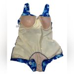 The Cove Le Vintage Blue Tropical Hawaiian Floral Striped One Piece Swimsuit Dress Photo 3