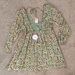 Storia  Green Floral Long Sleeve Open Back Dress Size M Photo 3