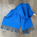 Sol Alpaca 100% Baby Alpaca Dual Color Oblong Scarf in Blue and Olive 71"l Photo 0