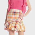 Trina Turk  NWT Madras Plaid Ruffle Wrap Mini Skirt Womens 10 Preppy Academia Photo 0