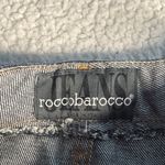 Embroidered Straight Leg Jeans with Colorful Cuffs Blue Size 28 Photo 1