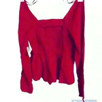 Old Navy NWT  Red Shirred Peplum Long Sleeve Top | Dressy Shirt | Size XS Photo 2