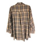 SheIn Curve Womens Flannel Shirt Button Down Plaid Beige Size 1XL Photo 1